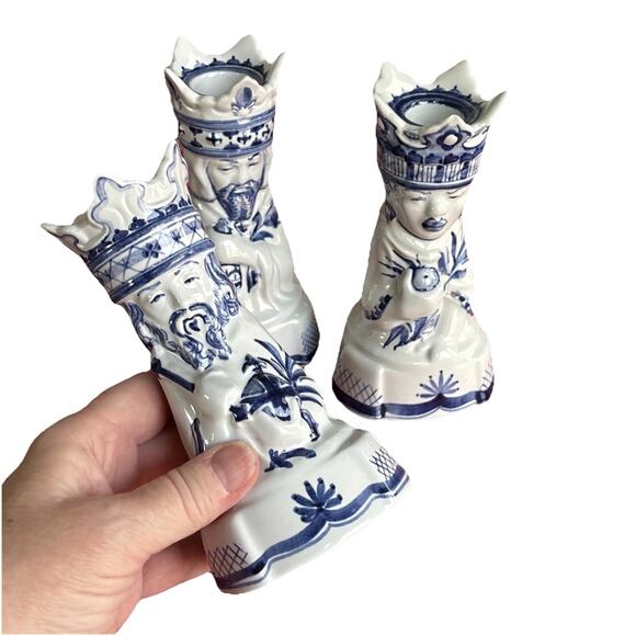 Tranquebar Royal Copenhagen: Three Wise Men Figural Candle Holders Denmark FLAW - Picture 15 of 15